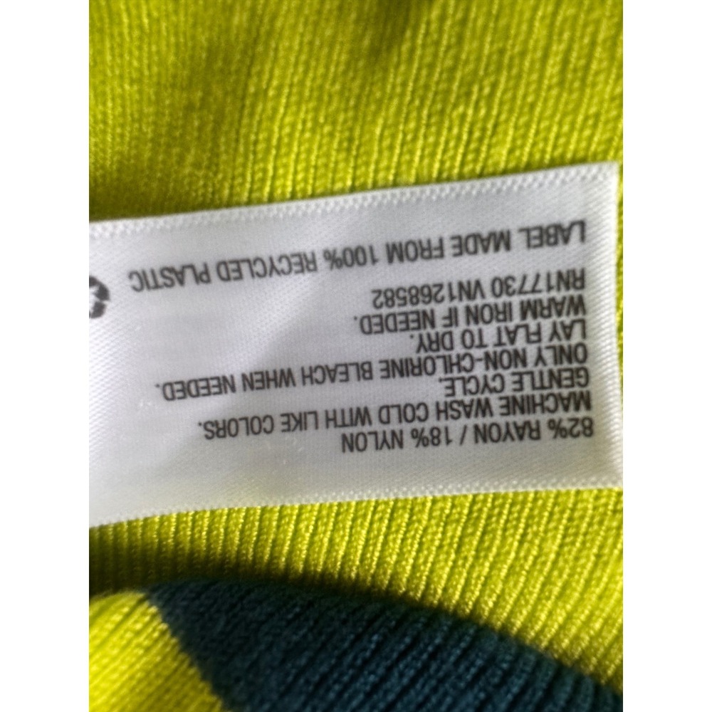Victor Glemaud Sweater Colorblock Mock Neck‎ Size Small Neon Yellow Blue - Picture 5 of 5